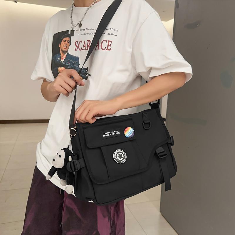 Dámská jednobarevná crossbody taška Pánská taška Messenger s velkou kapacitou Studentská taška přes rameno