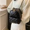 Factory Backpack Women's 2025 New Fashion High-end Diamond Checkered Small Schoolbag Lightweight and Compact Chain Versatile Backpack