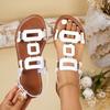 Women Sandals 2025 Summer New Comfortable Dress Shoes for Women Simple Open Toe Beach Flat Sandals Fashion Roman Flats Sandals