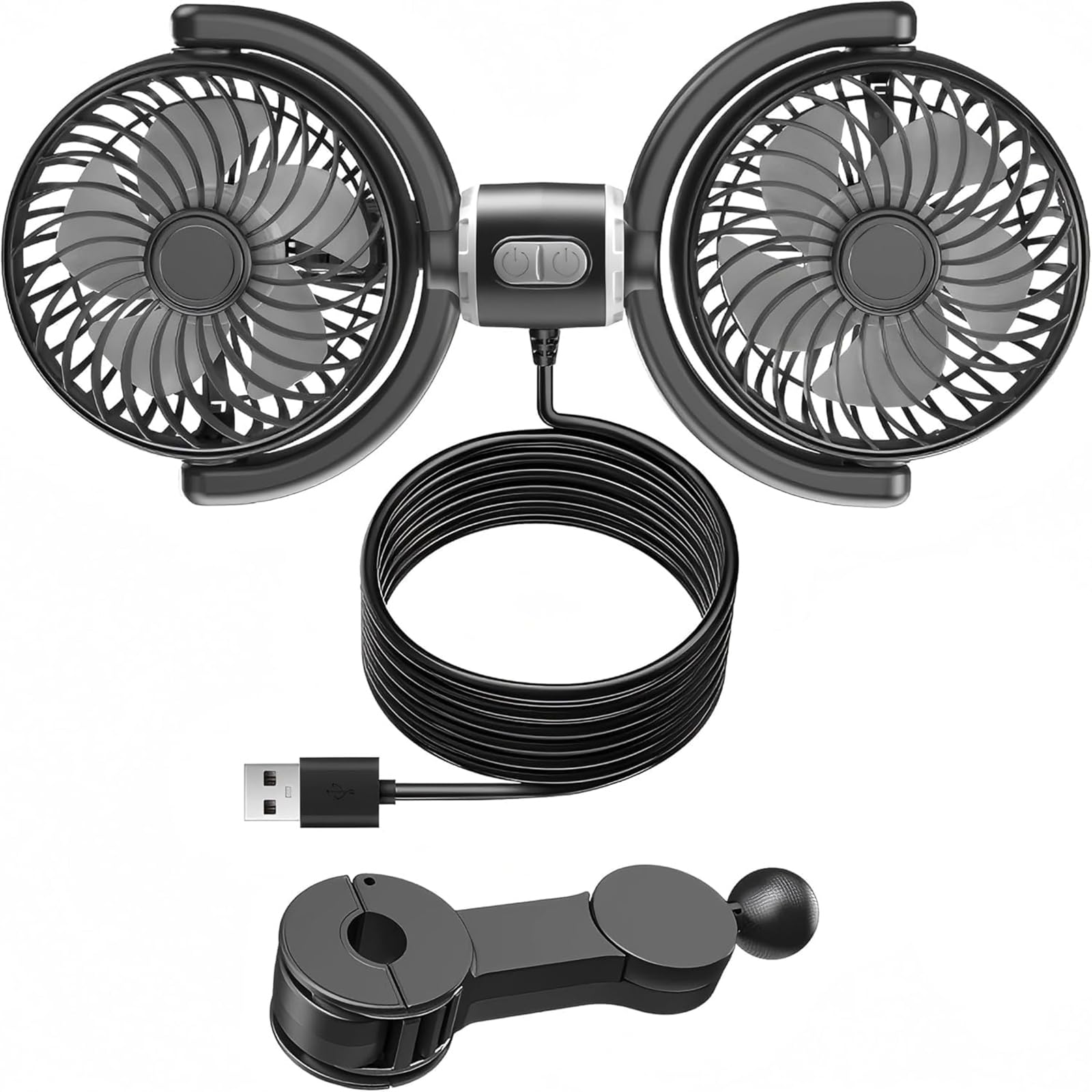 

Car Fan, 2025 Summer New Appearance, For Front and Rear Fan, 3 Levels of For front/rear seats чорний