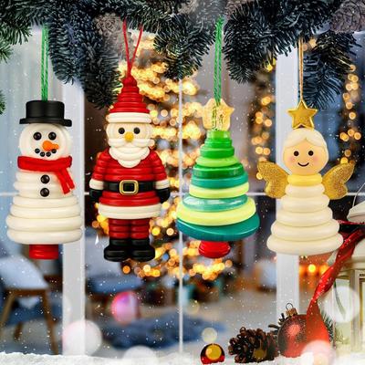 Button Christmas Tree Ornament Kits Hangable Santa Angel Snowman Christmas Tree Pendant Pendant Charm Decoration Craft Making