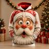 Men's Hoodie Funny Shocked Santa Claus Face Christmas Hoodie Breathable Pullover Sweatshirt for Christmas Holiday Party Wear Top
