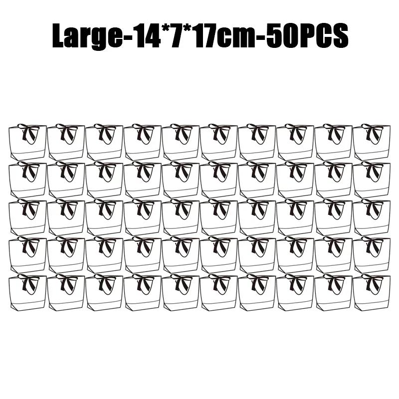 Portable Shopping Handbag White Cardboard Paper Tote With Black Border Gift Packing Bags Large Capacity Sundries Storage