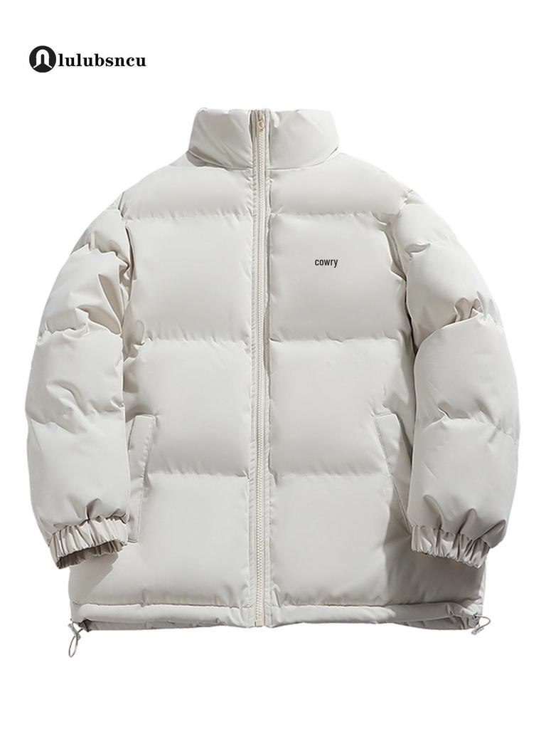 Lulu Men's 2025 Casual Cotton Padded Stand Collar Bread Jacket - Thick, Loose, and Warm for Winter