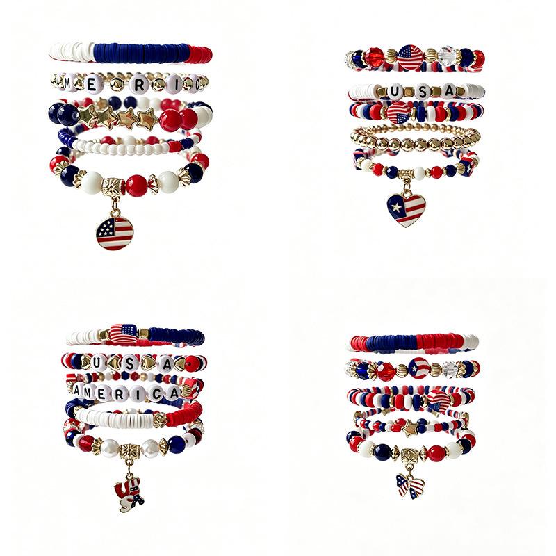 Unisex Independence Day Beaded Bracelet - Festive Fruit Jewelry, Perfect for Christmas & Halloween