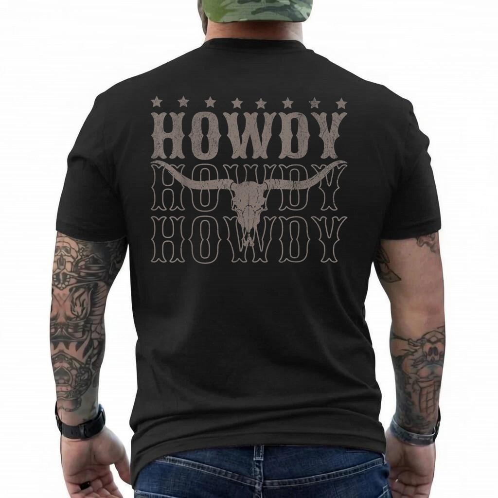 Retro Howdy Cow Bull Skull Cowboy Cowgirl Western Country T-Shirt S