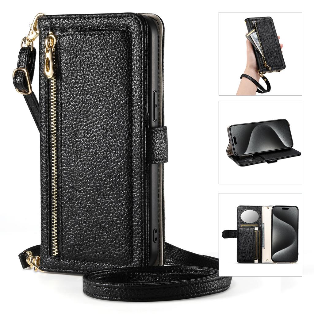 Crossbody Zipper Card Solt Wallet Leather Case For Samsung Galaxy S25 Ultra S24 Plus S23 A56 A26 A36 A16 A54 A14 A24 Book Cover