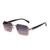Metal Frameless Sunglasses Outdoor Metal Hinge Quality UV400 Sunshade Glasses Men and Women's Luxury Design Cut Edge Sunglasses