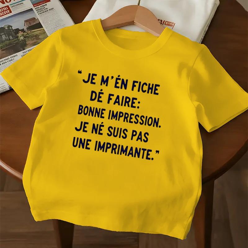 Children Crew Neck Short Sleeve T-Shirt with Fun Letter Print