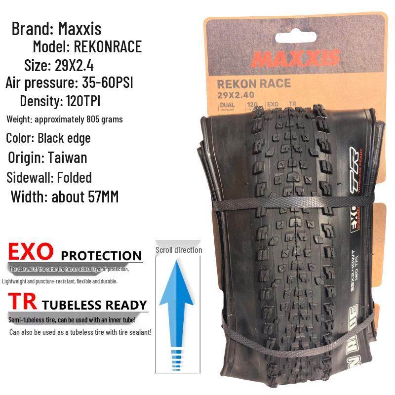 Maxxis REKON RACE Tubeless Faltbarer Mountainbike-Reifen, Gelbe Seitenwand, 27,5/29 x 2,25/2,35
