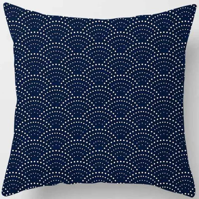 Home Decor Blue Tone Printed Square Pillowcase Car Sofa Cushion Cover