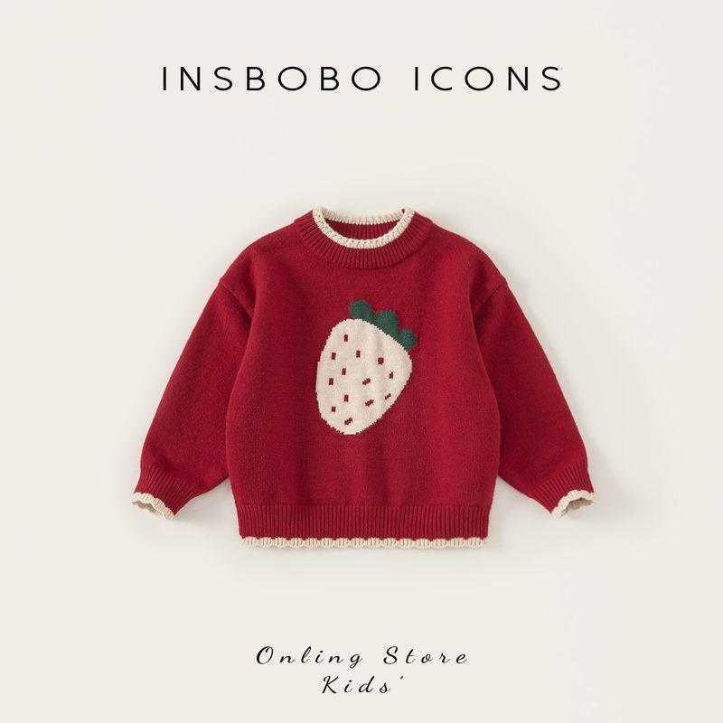 Insbobo Spring and Autumn Leisure Baby Girl Fashionable Sweater Red 100