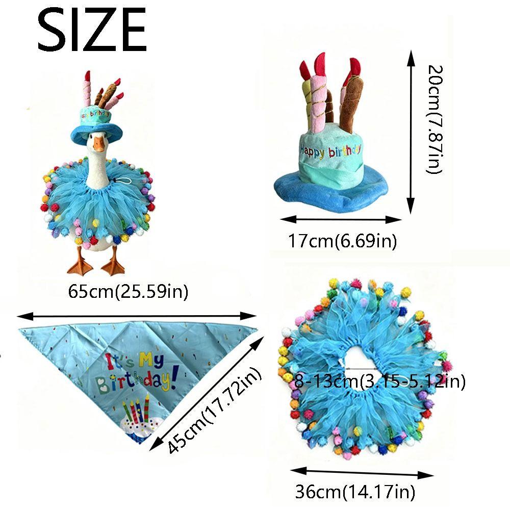 2Pcs/Set Hat and Tutu Collar Lawn Goose Clothes Colorful Pom-Pom Goose Clothes Farmhouse Style