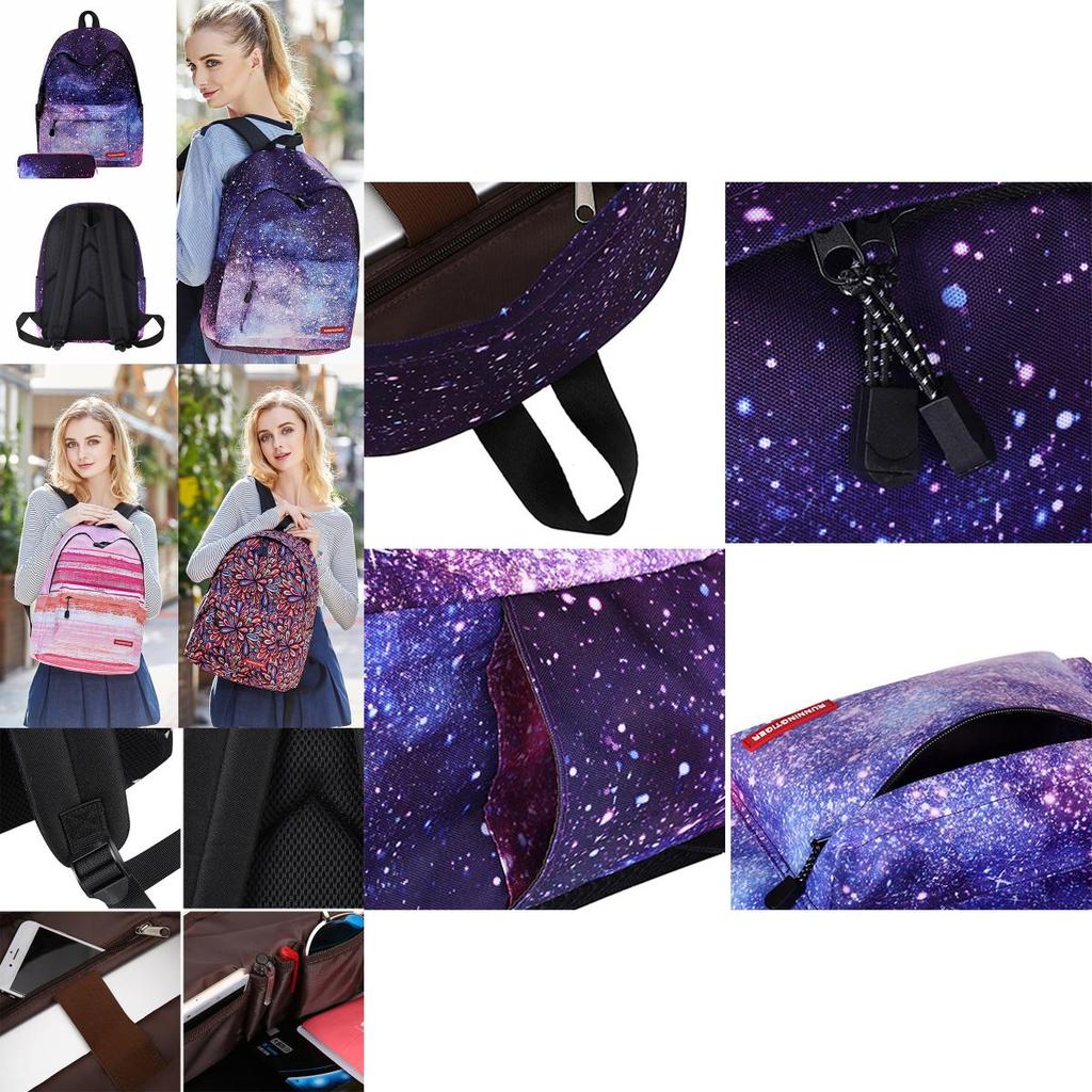Stylish And Spacious Women Girl Galaxy Starry Backpack For School And Travel