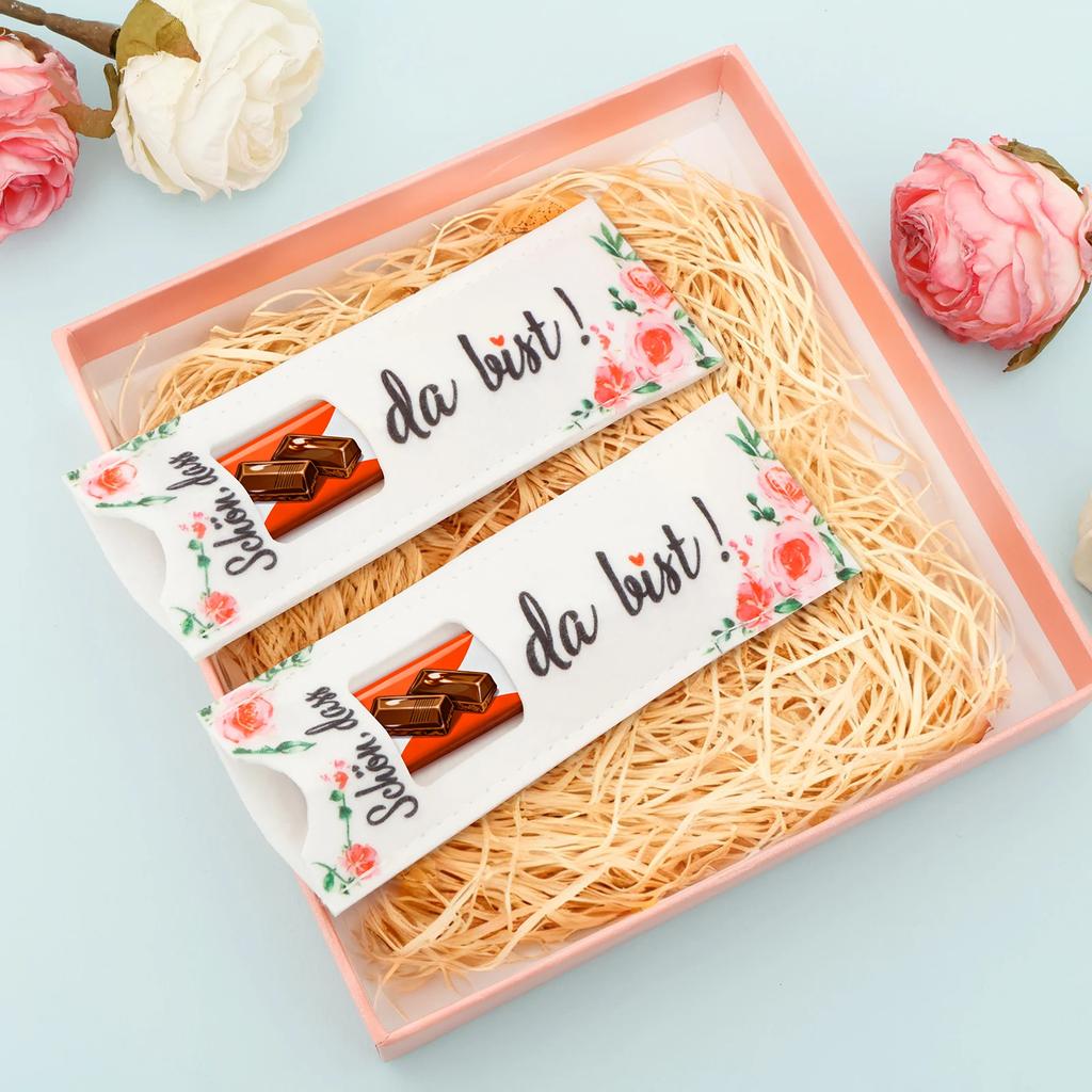 24 ks plstěných dárkových tašek "Rádi, že jsi tady" Obal na čokoládu Taška na dárky pro děti Narozeninová oslava Výročí Dekorace