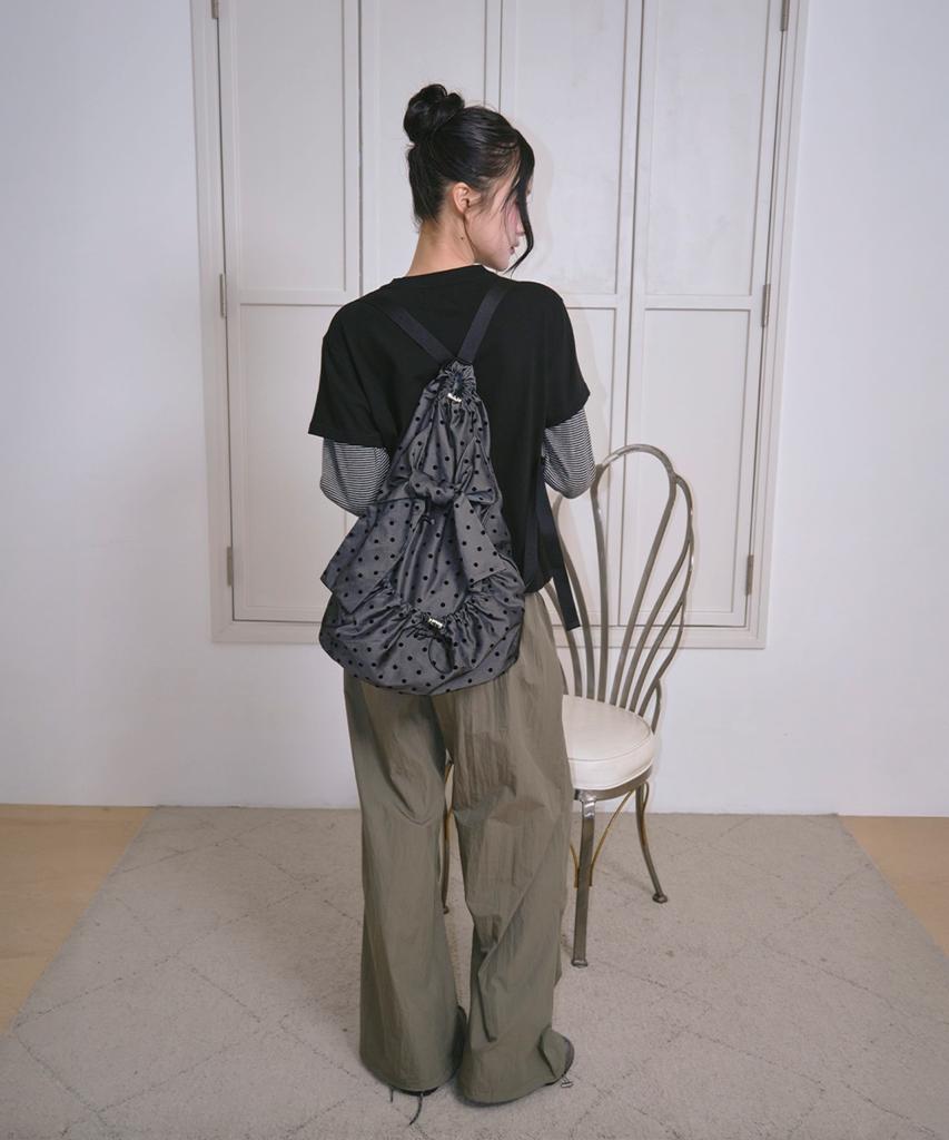 The Green Lab Ribbon String Dot Backpack [Grey]