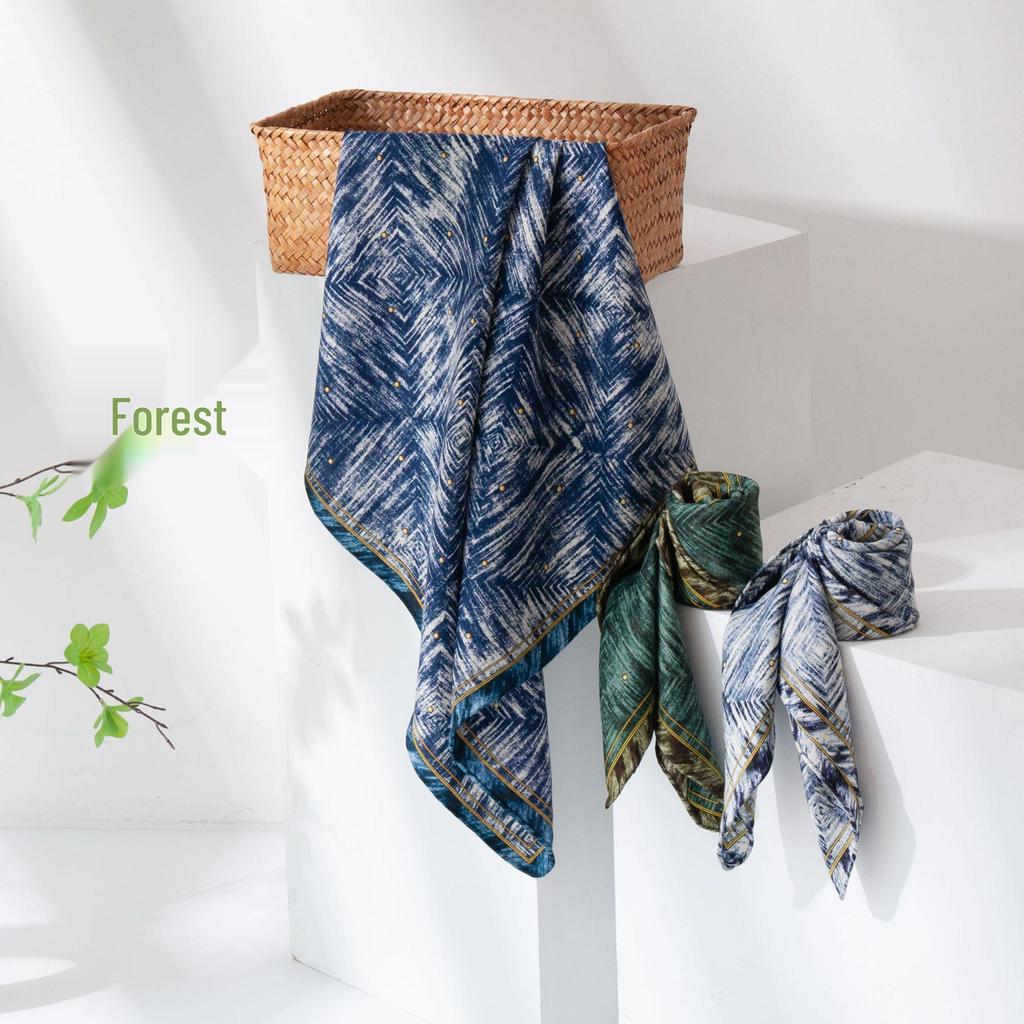 Silk Wool Women's Double-Sided Printed Scarf – Versatile Commuting, Sun Protection, Warm Shawl, Exquisite Self-Gift