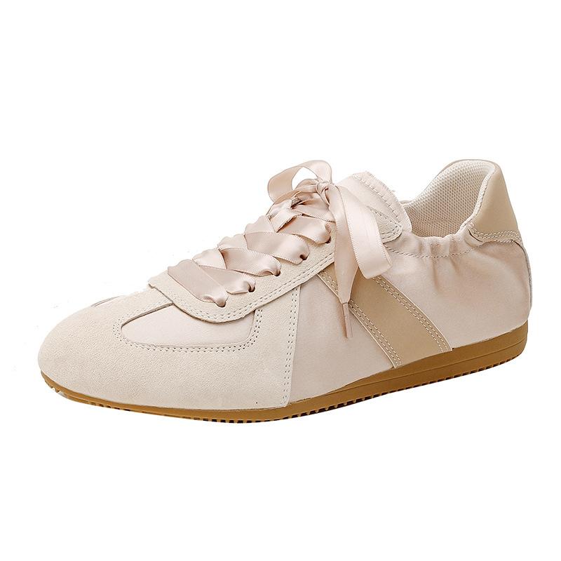 Cowhide version~ Ballet training shoes women's soft-soled splicing versatile breathable casual sports shoes leather flat-soled Forrest Gump shoes