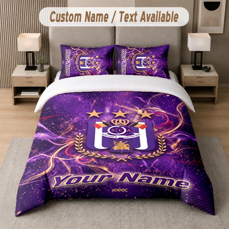 Anderlecht FC Design Bedding Set Custom Text 1 Duvet Cover & 2 Pillow Cases