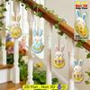 12/24 Stück Holz Osterhase Dekoration Hängeset 2D DIY Osterhase Feiertagsparty Hausdekoration Hängende Verzierung