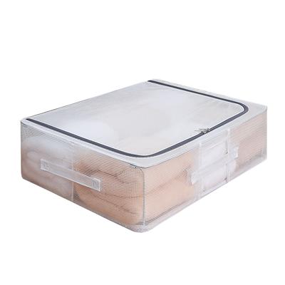 Transparent Mesh Clothes Organizer with Lid Large Capacity Moisture Proof Clothing Storage Box for