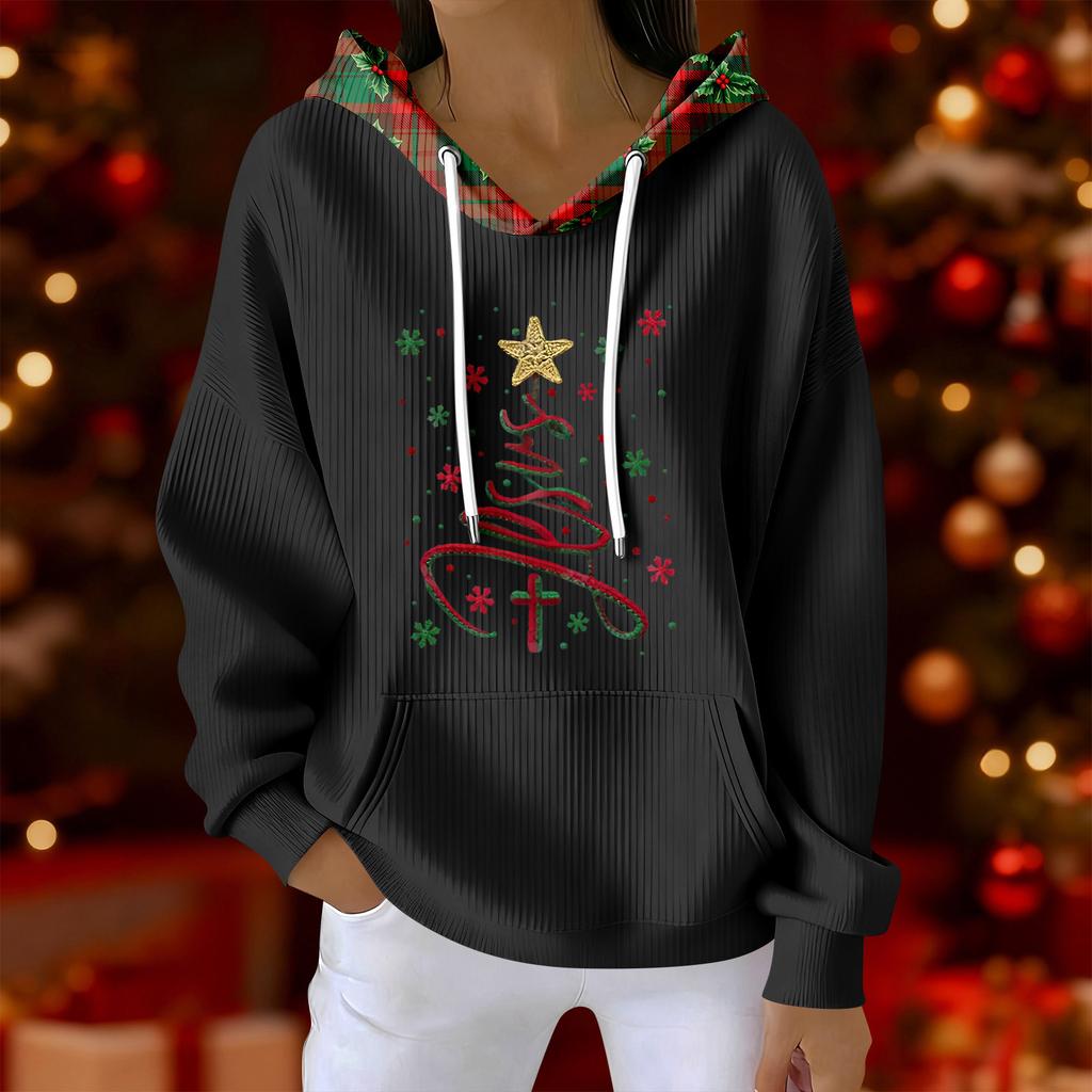 Women's Fashion Casual Christmas Print Pullover Long-Sleeve Sweatshirt