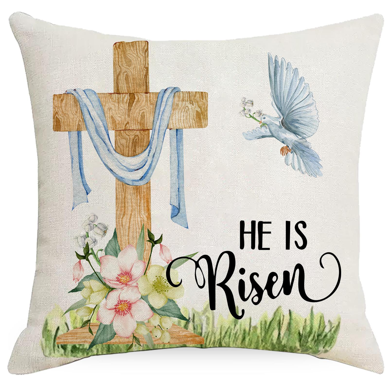 

Пасхальный Расписной Кролик Пасхальное Яйцо Льняная Наволочка с Принтом Домашняя Диванная Автомобильная Наволочка 45 * 45Cm without pillow core