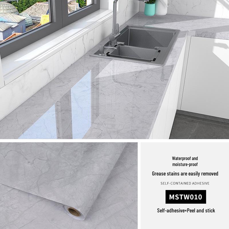 Waterproof, Oil-Proof Marble Self-Adhesive Wallpaper for Bathroom, Kitchen, Living Room, and Toilet Renovation.