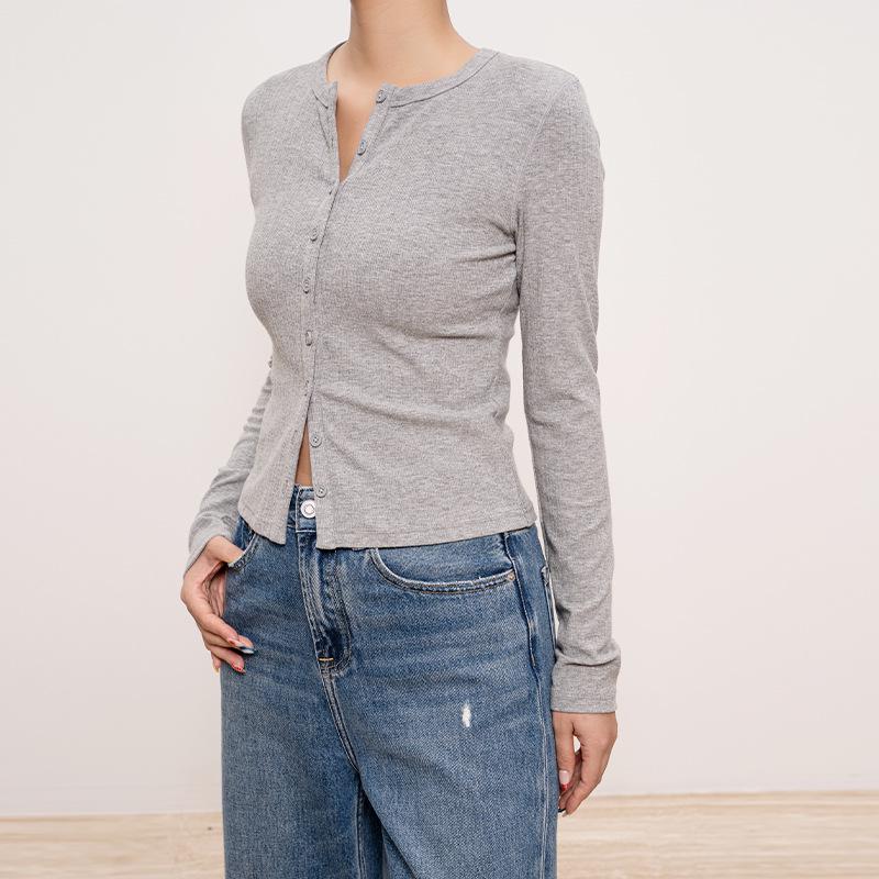 New Women's Long-Sleeve Round-Neck Cardigan: Casual, Lightweight Rayon Knitwear for Autumn and Winter