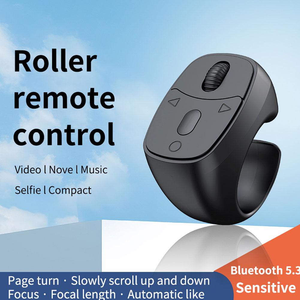 Mini Wireless Bluetooth Page Turner, Fingertip Ring Remote Control for iPhone Android iPad Kindle,USB Rechargeable Scrolling