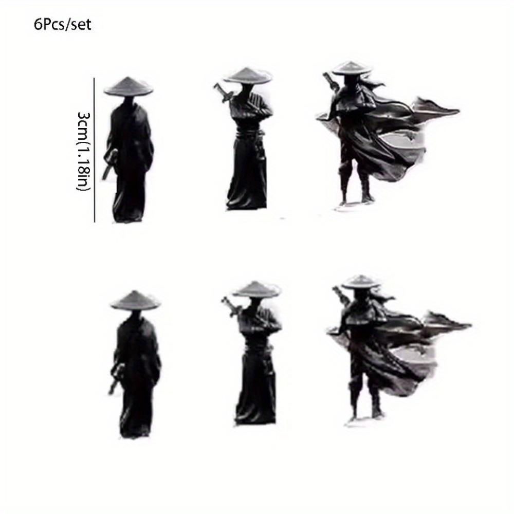 

Набор из 6 статуэток персонажей боевых искусств, пластиковые украшения на приборную панель автомобиля, традиционные украшения для интерьера автомобиля с воинами боевых искусств 6pcs чёрный