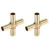 Brass 4-Way Pipe Fitting 3/8"(10mm) Cross Bar Union Fitting Pipe Adapter for Transport Pipeline Connection