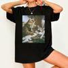 Funny Cat Tattoo T Shirt Meme Tee Artist Dark Humor Cat Lover Streetwear Vintage Women Men Cotton Casual Summer Oversized Loose