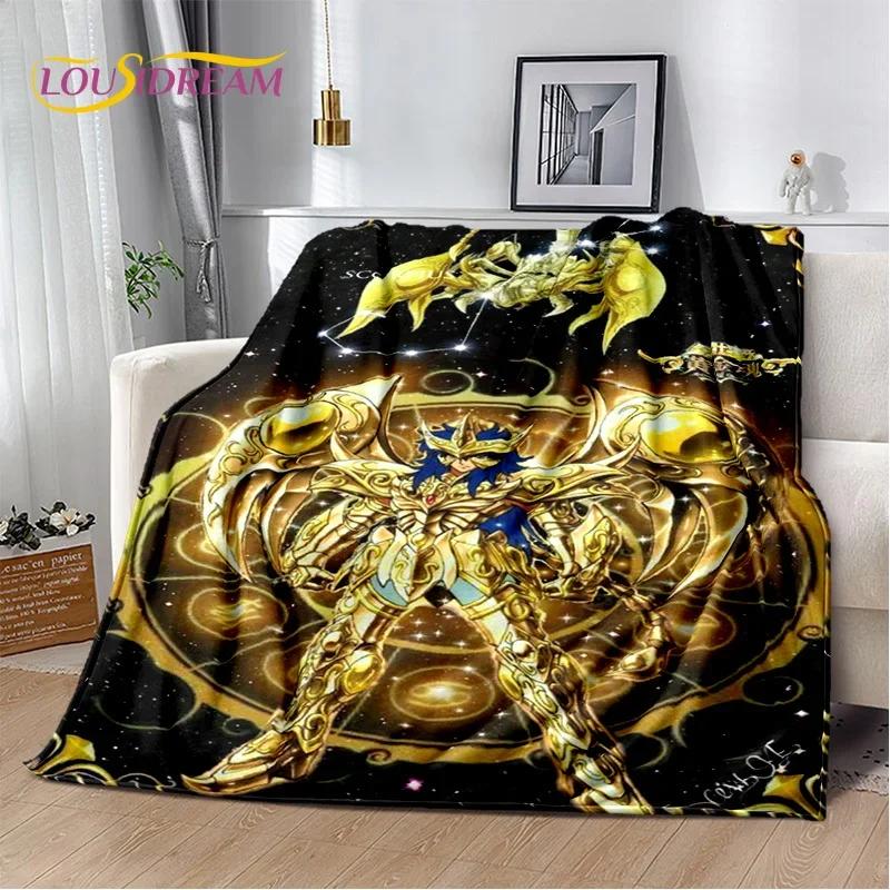 Cartoon Saint Seiya 3D Retro Soft Flannel Blanket for Beds Bedroom Sofa Picnic,Throw Blanket for Cover Outdoor Leisure Nap Gift