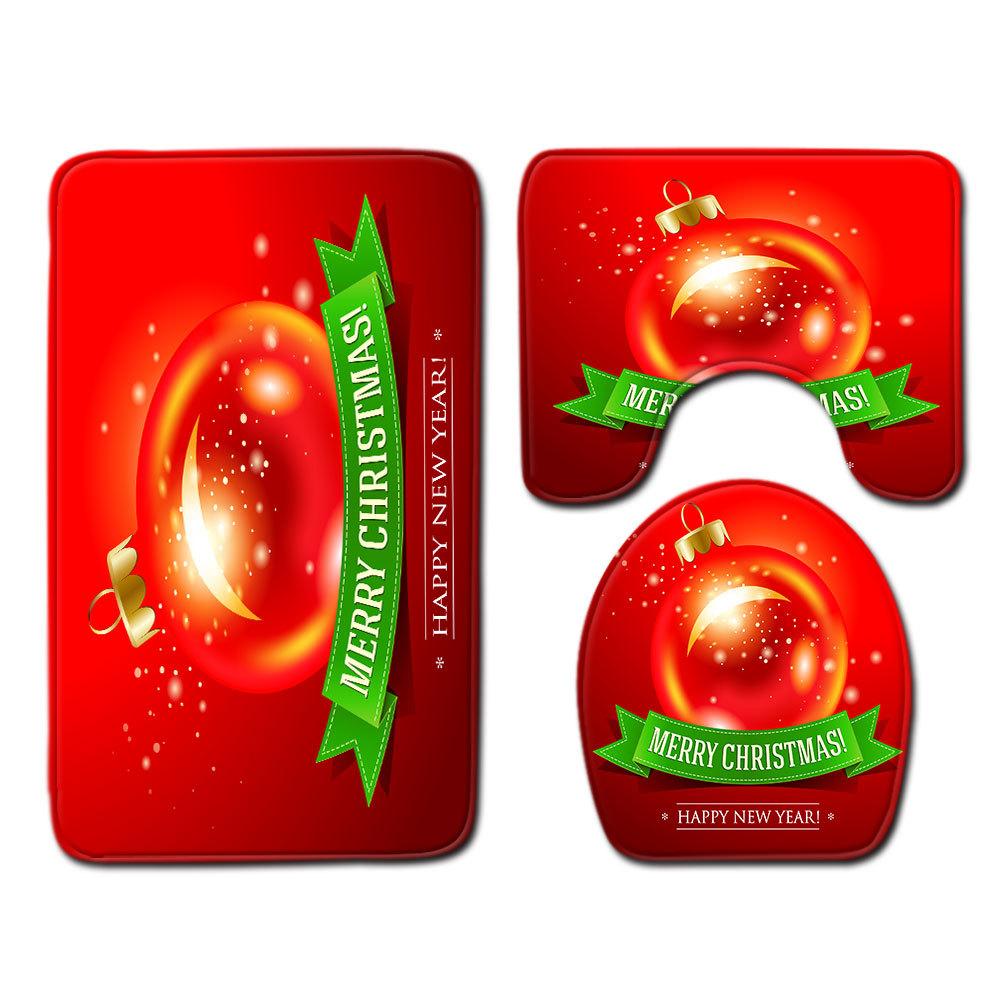 Christmas Bathroom Floor Mat Toilet Three-Piece Set