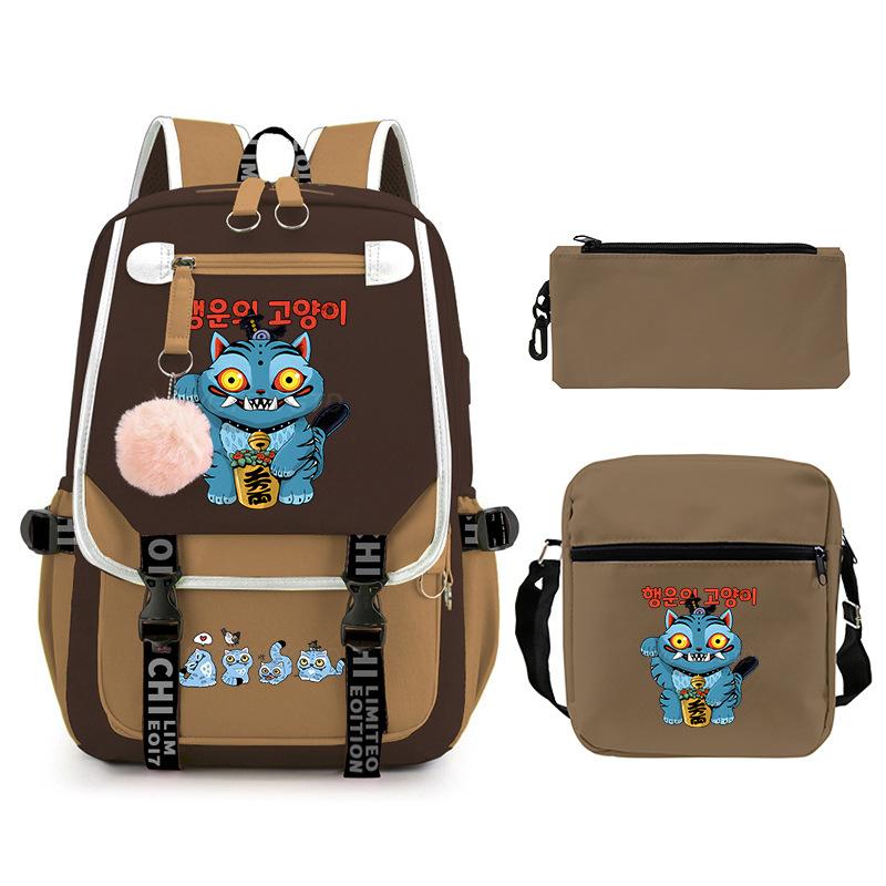Animation Cartoon Peripheral Printing Children'S Backpack Campus Large Capacity Primary And Secondary School Students Schoolbag Three-Piece Set