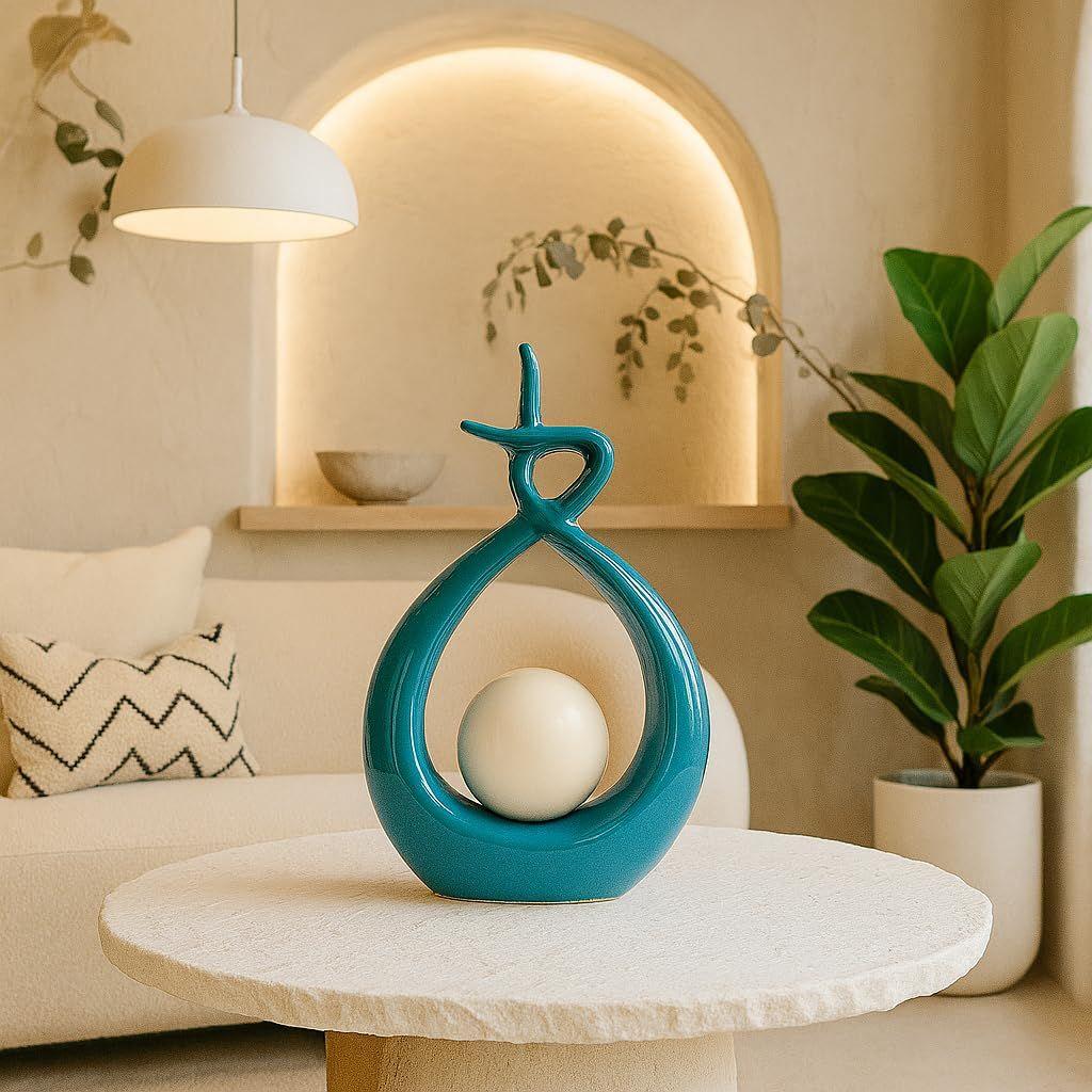 Beautiful Ceramic Spiral Design Statue for Home Decoration (Pack of 1, Sky)