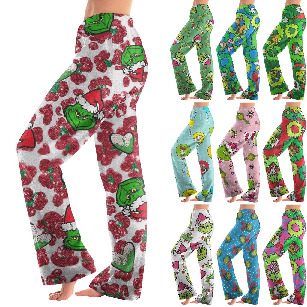Women  Winter Print Pants Full Length Long Trousers Sports Pants