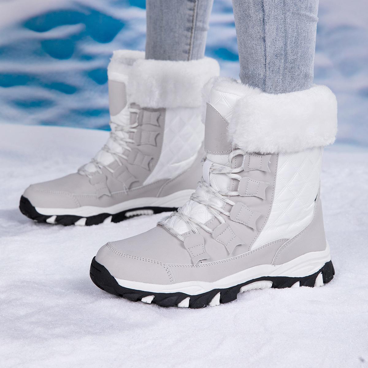 

35-42 large size foreign trade new outdoor snow boots cotton shoes velvet warm height increase high top wear-resistant non-slip women s boots 42
