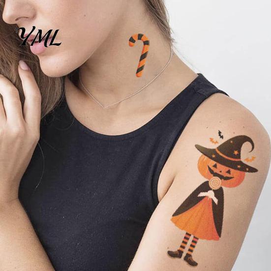 Water Transfer Stickers 10 Sheets Halloween Temporary Tattoos for Kids, Fake Tattoo Body Stickers, Waterproof Kids Costume Accessories Face