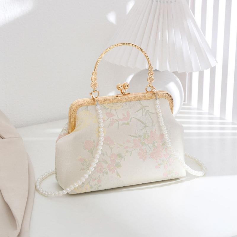 Silk Embroidered Hanfu Bag Summer Versatile Messenger Chain Dumpling Bag Floral Pattern Clutch Bag