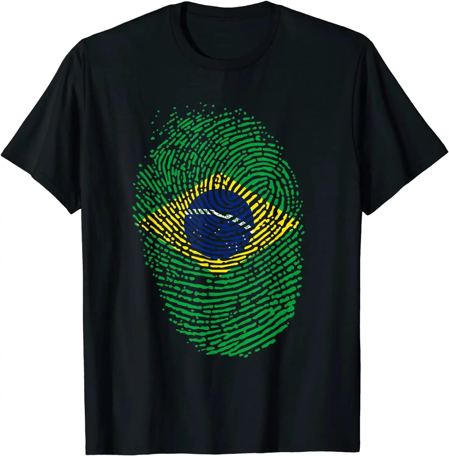 Patriotic Fingerprint Brazil Brazilian Flag Men Tshirt Sh... XXXL