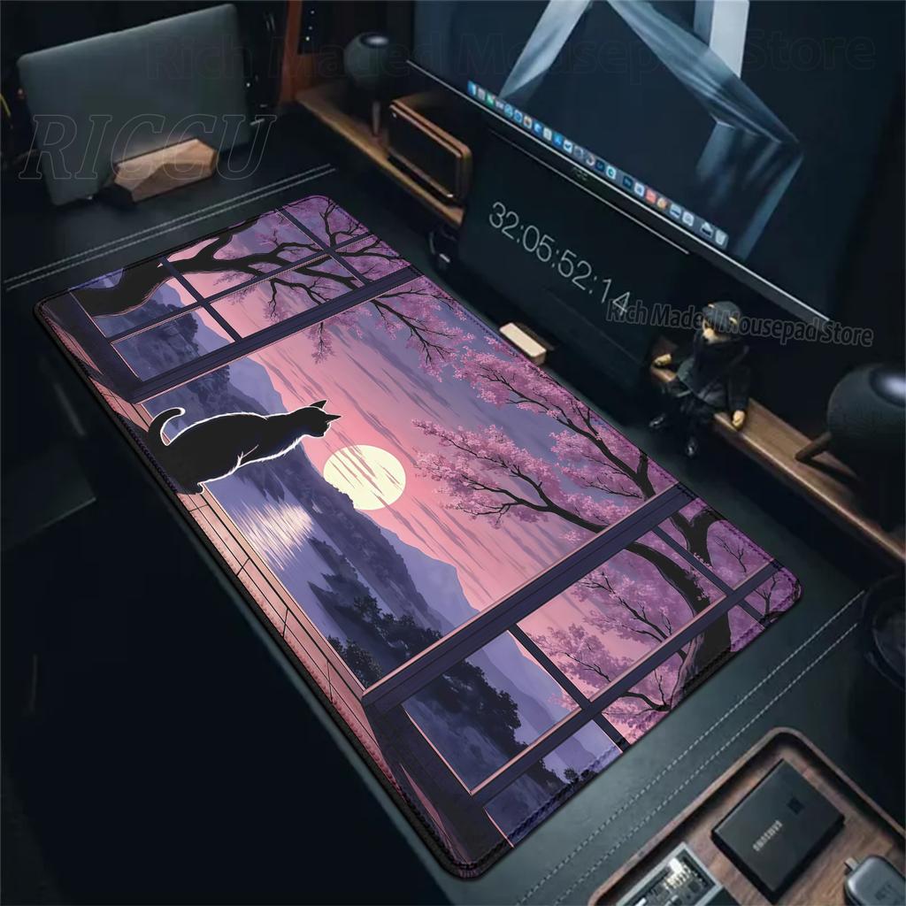 Süßes Katzen-Mauspad Großes Computer-Gamer-Tischpad XXL Gummi-Gaming-Tastatur-Mauspad Buntes Wolken-Schreibtischpad Büroaccessoires