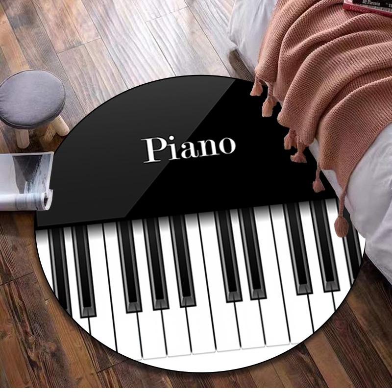1Pc Music Staff Circular Print Rug - home decoration Carpet For Living Room Bedroom Flooring Computer Chair Area Rug