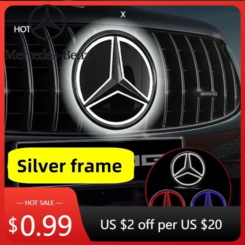 Hot Car Sticker Car Front Grill Logo Light mirror face LED Badge For Mercedes Benz W245 GLK B/V class 2005-2010 Emblem Luminous 