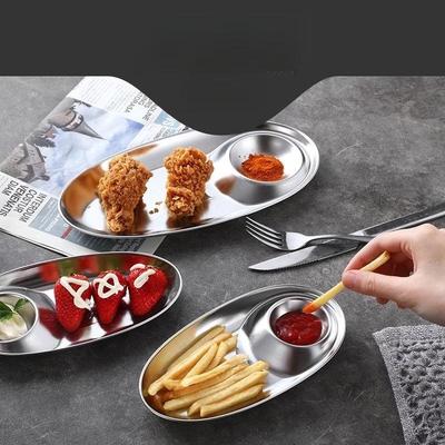 Plato de Salsa Dividido de Acero Inoxidable