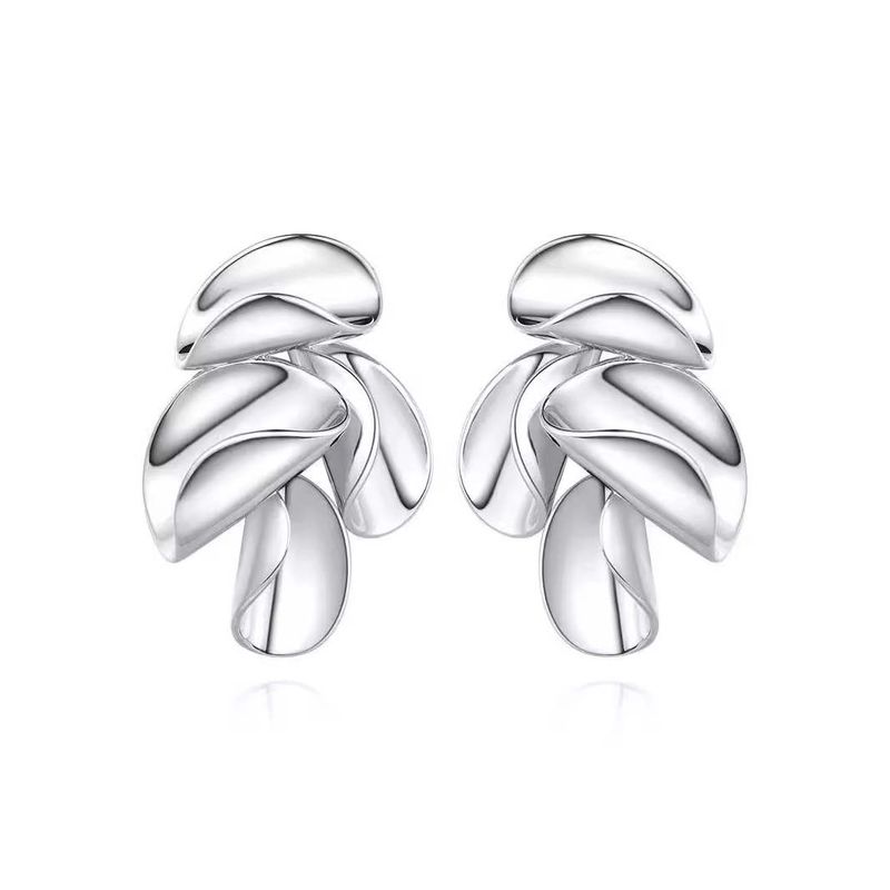 

New Arrival Roll Leaf Stud Earrings 925 Silver Needle Female Niche Style Classy Stylish Exquisite Fashion Stylish Auricular Needle Ear Rings A pair