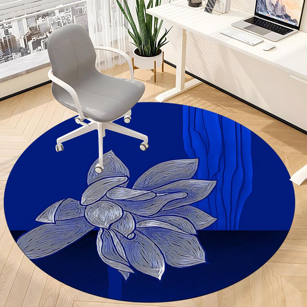 1pc Floral Design Office Round Area Rug, Mat Suitable For Office, Under Office Chairs Bedroom Living Room Home Decor, Room Deco
