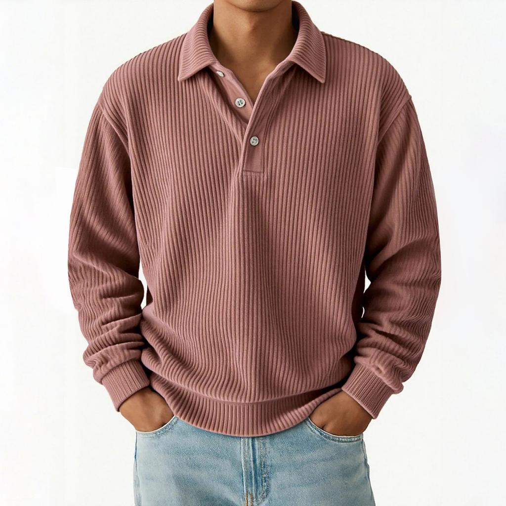 Men's  Casual Outdoor Lapel Corduroy Pullover Long-sleeved Top