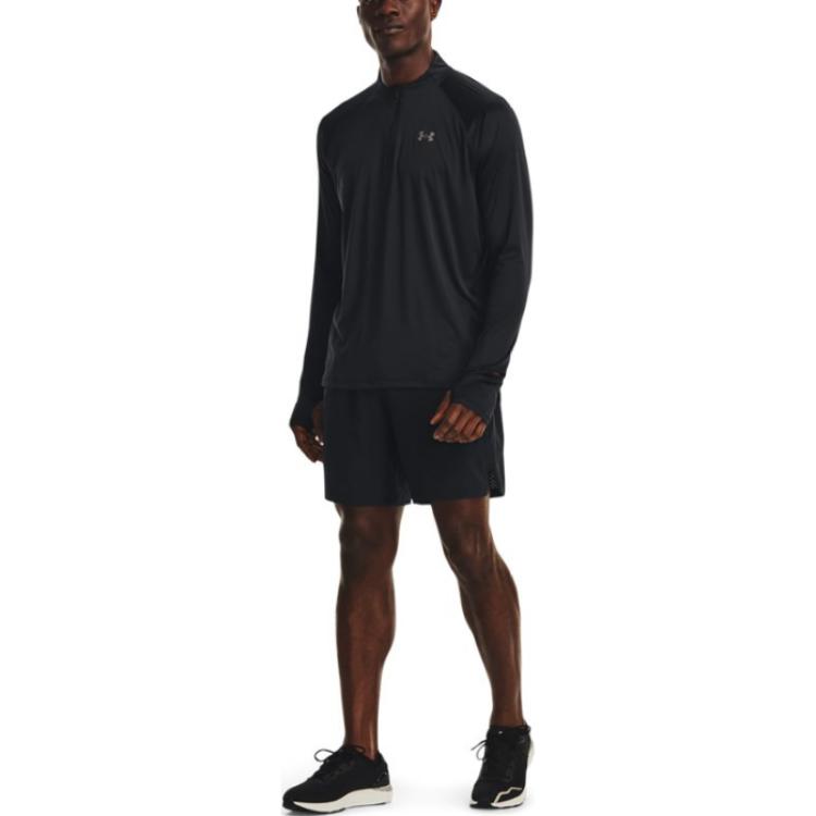 Under Armour Solid Color Brand Logo Loose Fit Sports Shorts Men Shorts Black 1377879-001